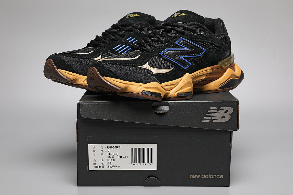 New Balance 9060 Unisex strigaskór Svartir og gulir